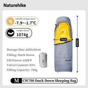 Down Sleeping Bag for Cold Nights | 700 g duck down, comfort to -1.7°C