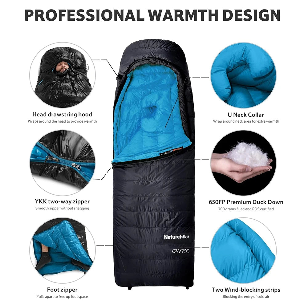Down Sleeping Bag for Cold Nights | 700 g duck down, comfort to -1.7°C