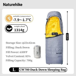 Down Sleeping Bag for Cold Nights | 700 g duck down, comfort to -1.7°C