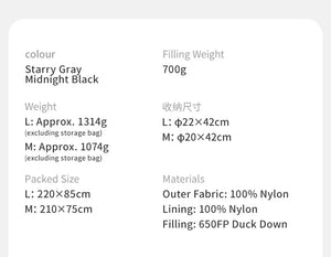 Down Sleeping Bag for Cold Nights | 700 g duck down, comfort to -1.7°C