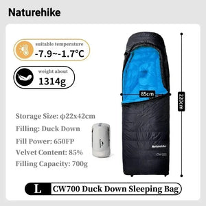 Down Sleeping Bag for Cold Nights | 700 g duck down, comfort to -1.7°C